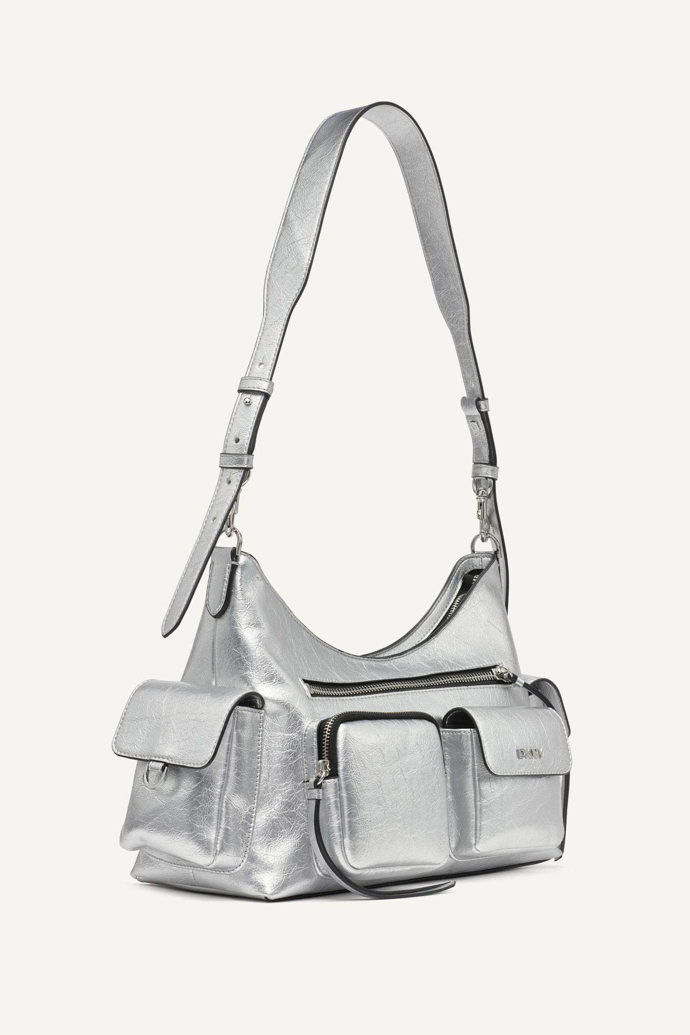 DKNY Freda Large Shoulder Bag, Alternate, color, Silver