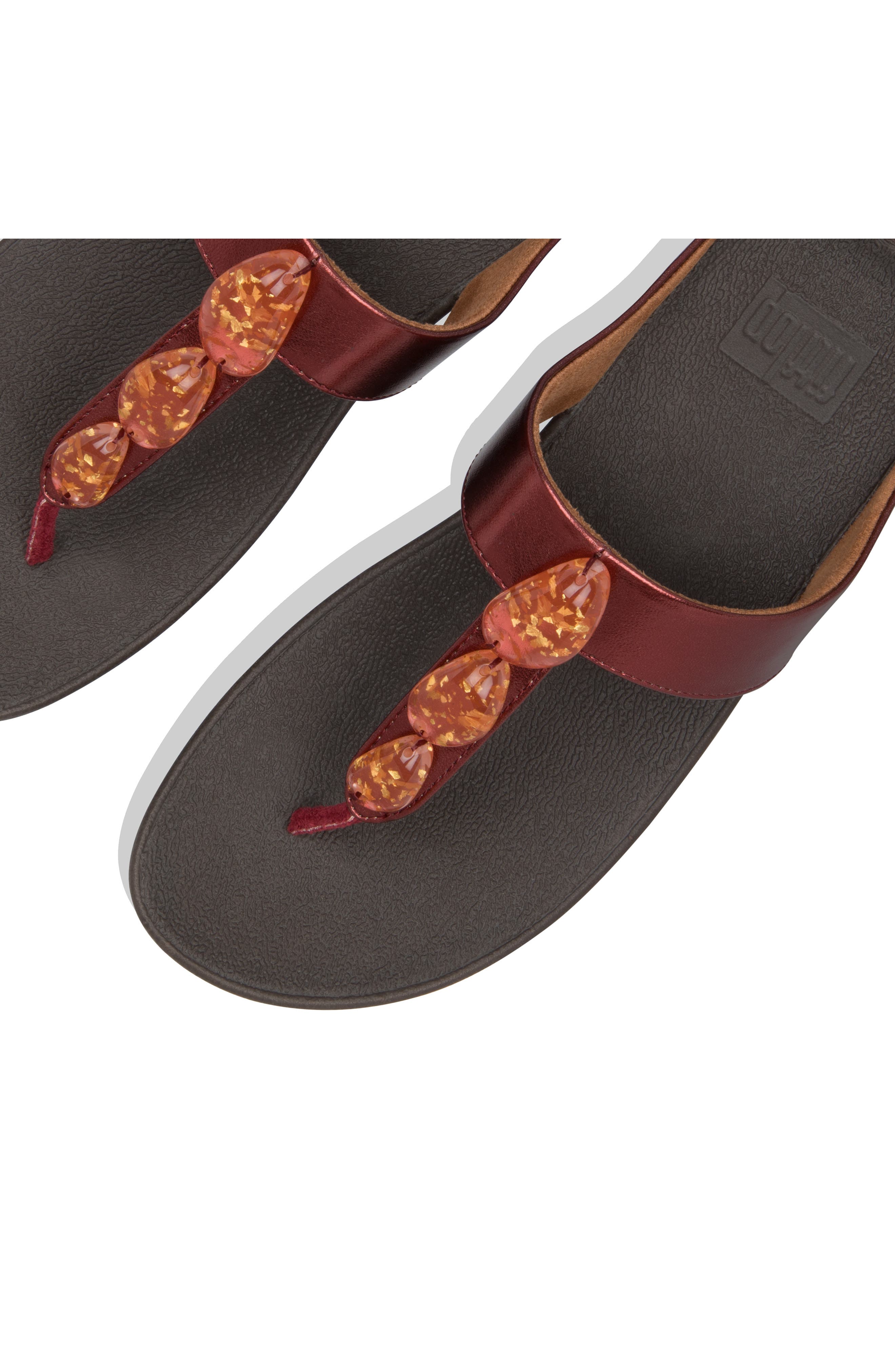 FitFlop Fino Metallic Stone Wedge Flip Flop, Alternate, color, 