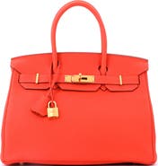 Pre-Owned Hermes Birkin Handbag Orange Togo with Gold Hardware 30