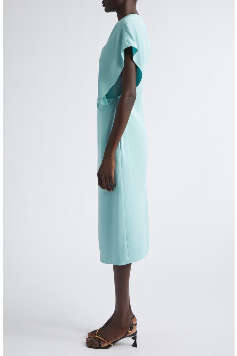 Draped V-Neck Midi Dress, Alternate, color, AQUAMARINE