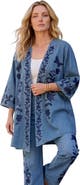 Roaman's Plus Size Chambray Embroidered Wrap