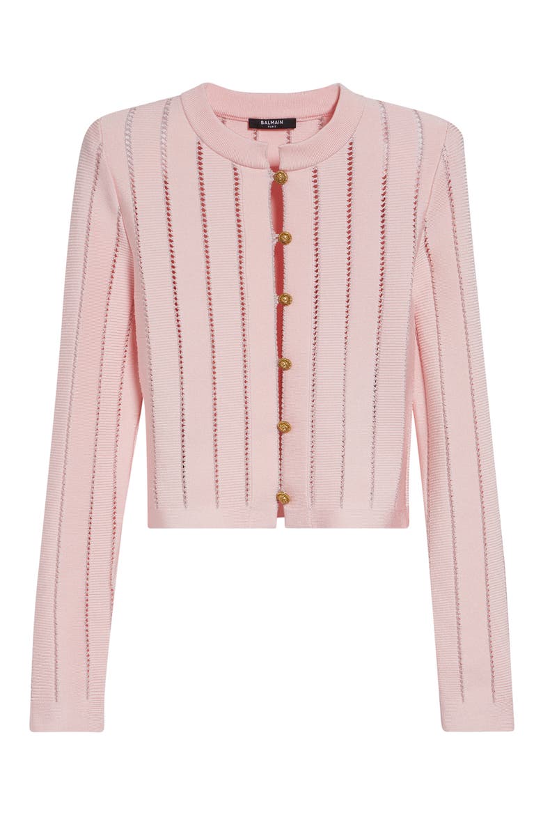 Metallic Open Stitch Cardigan, Alternate, color, 4HQ PINK