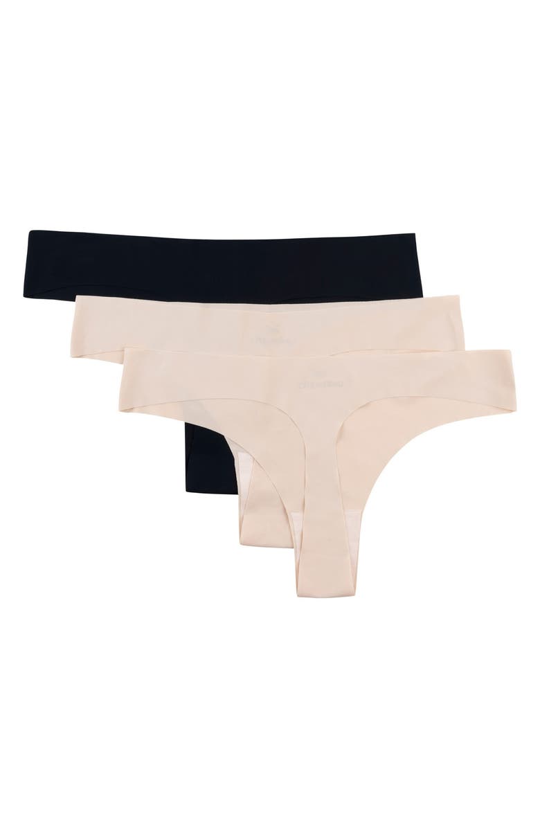 Uwila Warrior 3-Pack Soft Seamless Thongs, Alternate, color, Smoke Grey And Black