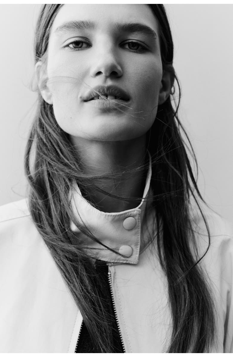 H&M Funnel-collar Jacket, Alternate, color, Light Beige