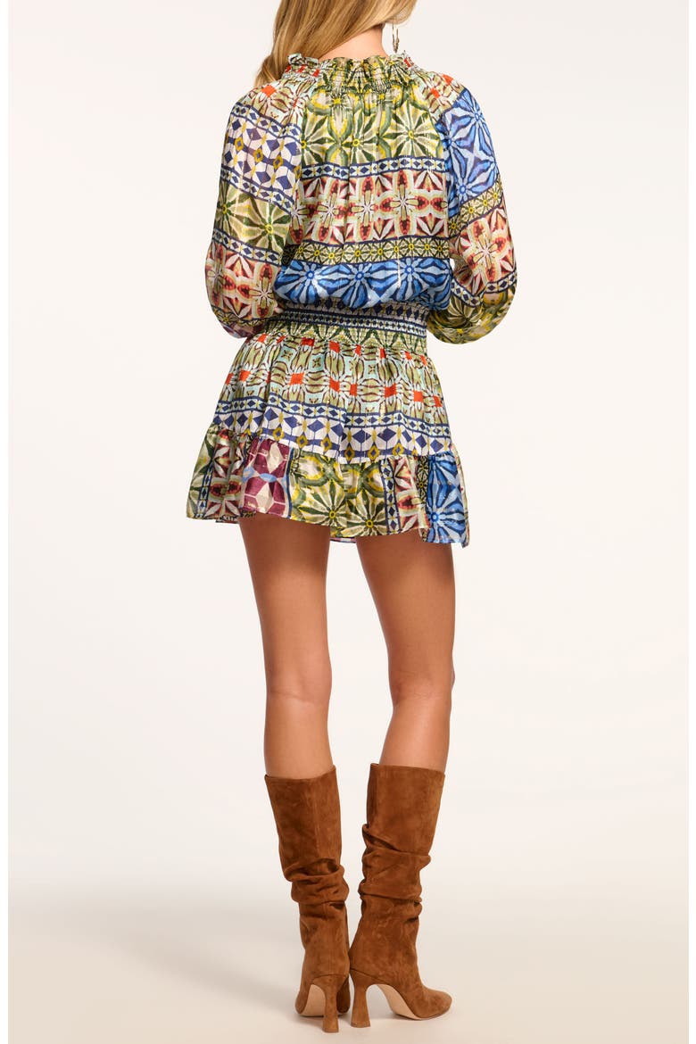 Ashalina Metallic Silk Long Sleeve Minidress, Alternate, color, RIBBON BLUE COMBO