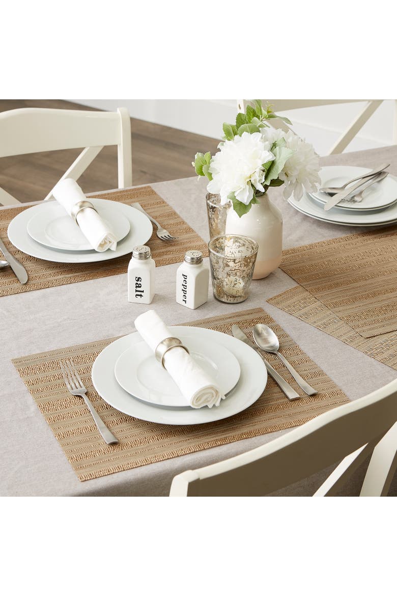 PVC Double frame Placemat Set/6, Alternate, color, Metallic Gold