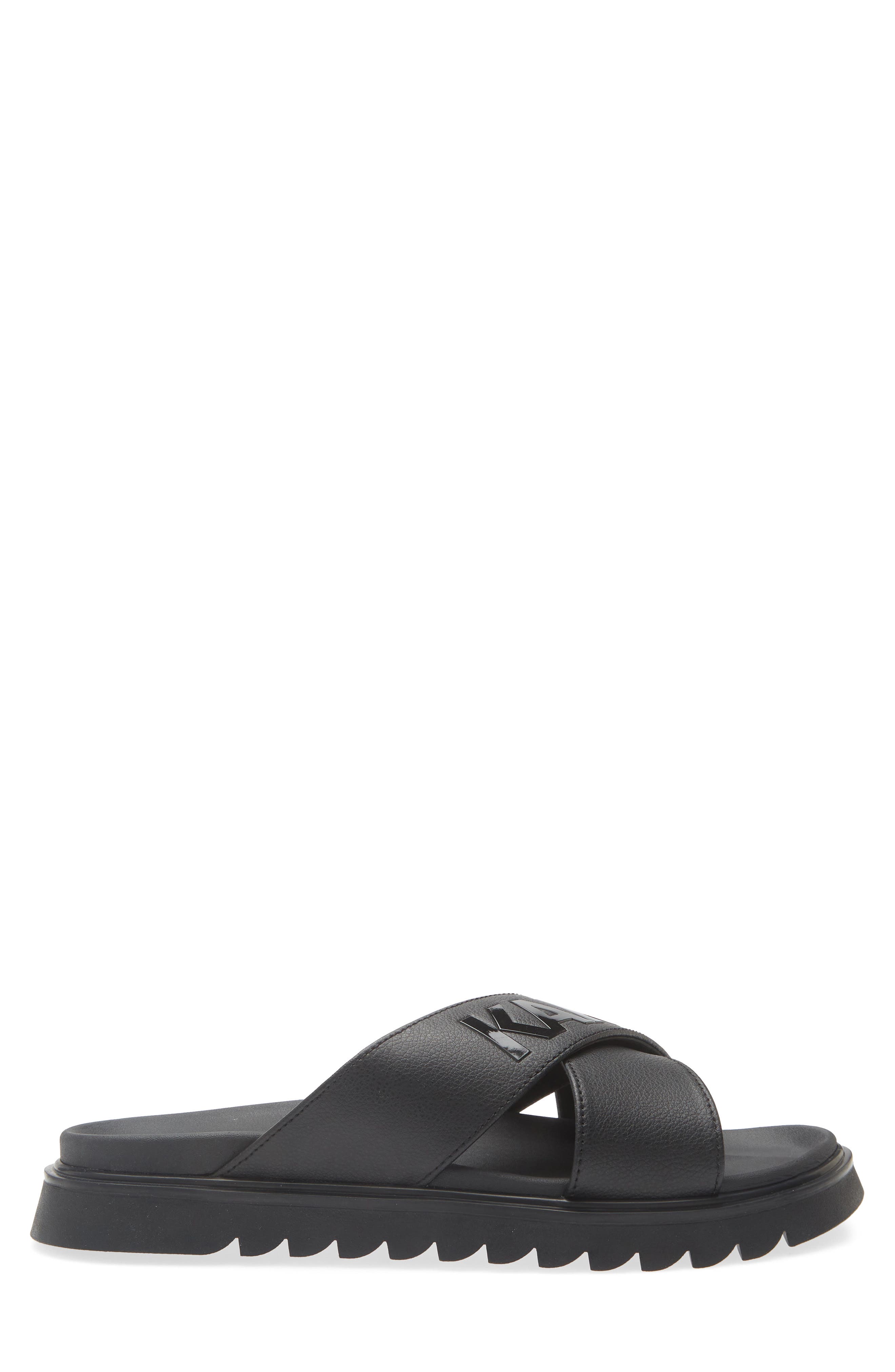 KARL LAGERFELD PARIS Logo Crisscross Slide Sandal, Alternate, color, Black