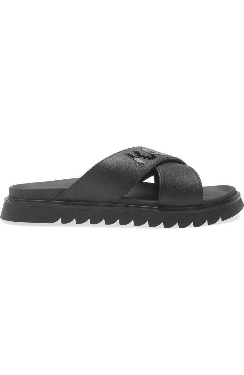 KARL LAGERFELD PARIS Logo Crisscross Slide Sandal, Alternate, color, Black