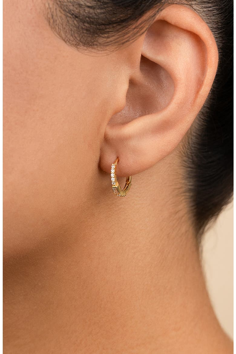 Cubic Zirconia Hoop Earrings, Alternate, color, GOLD