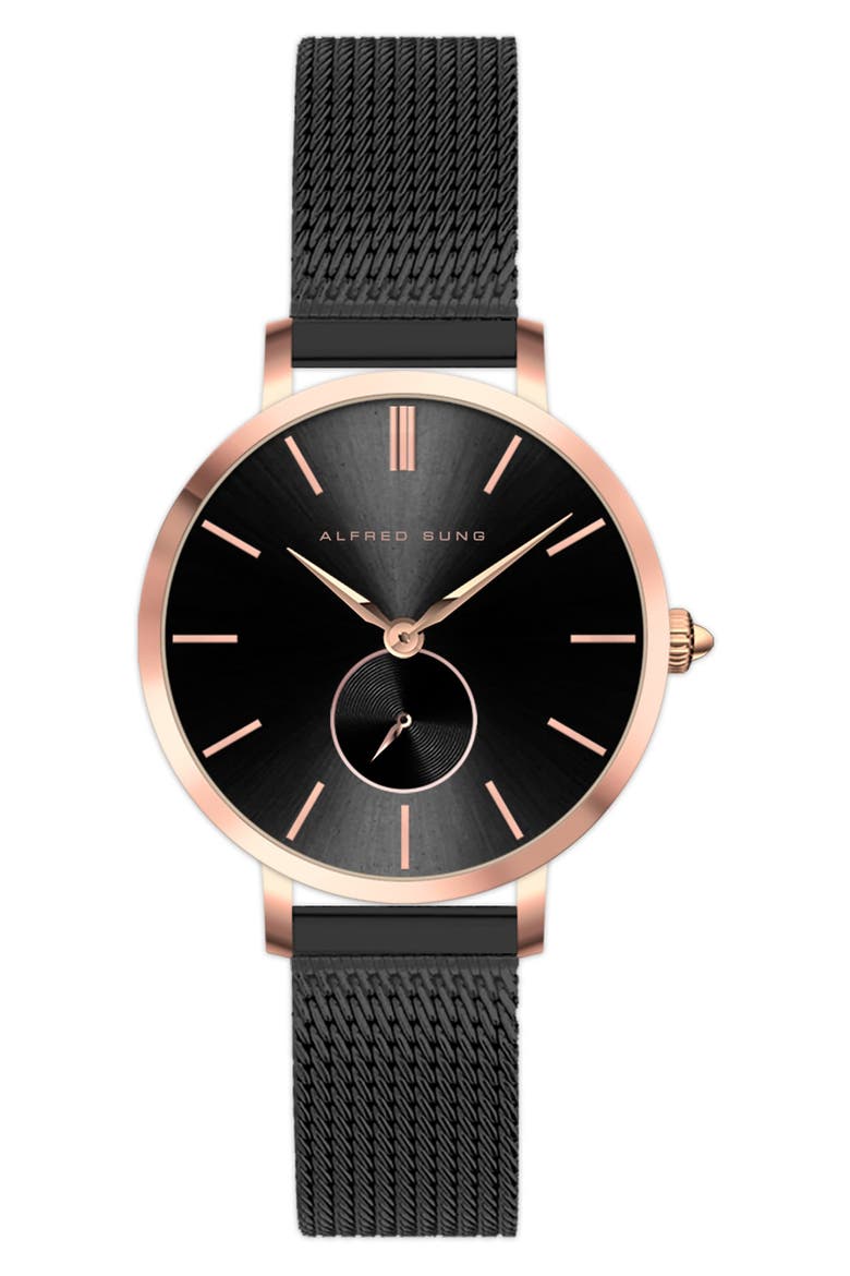 Serenity Mesh Strap Watch, 33mm, Main, color, BLACK