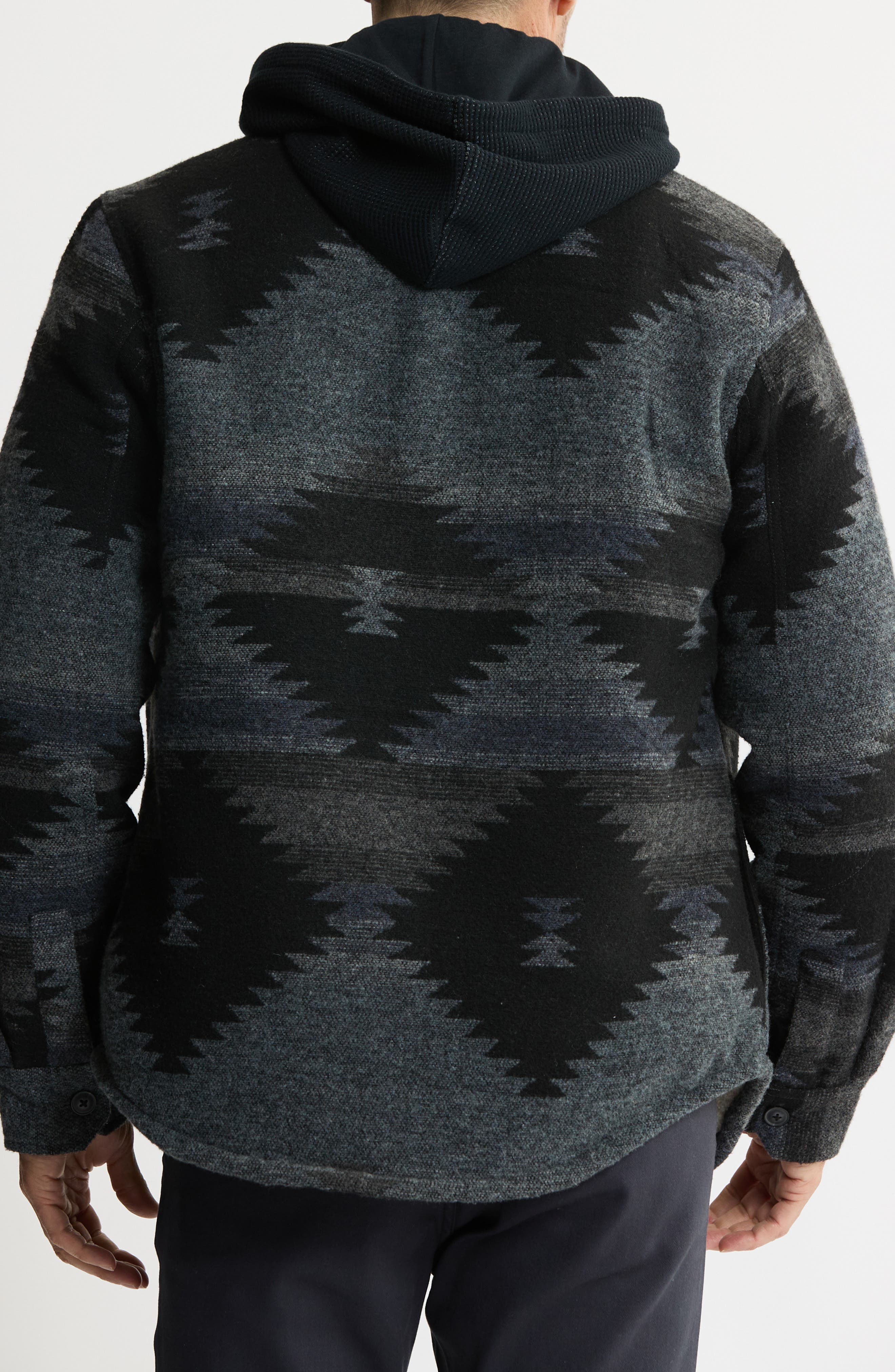 Geometric Jacquard Faux Shearling Lined Jacket - image 2