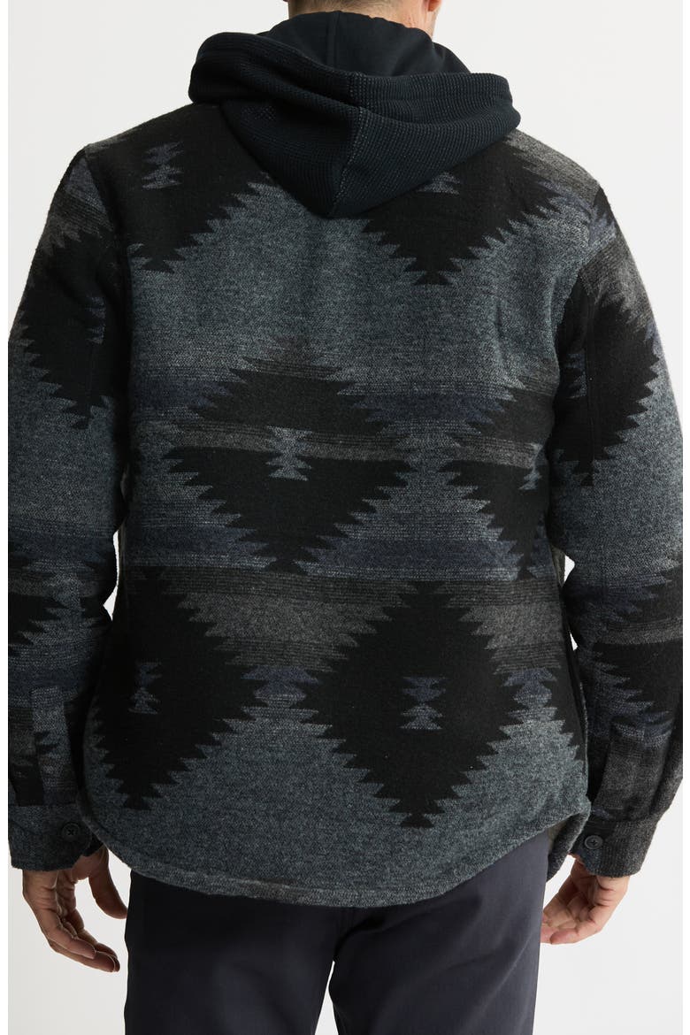Geometric Jacquard Faux Shearling Lined Jacket, Alternate, color, BLACK AZTE