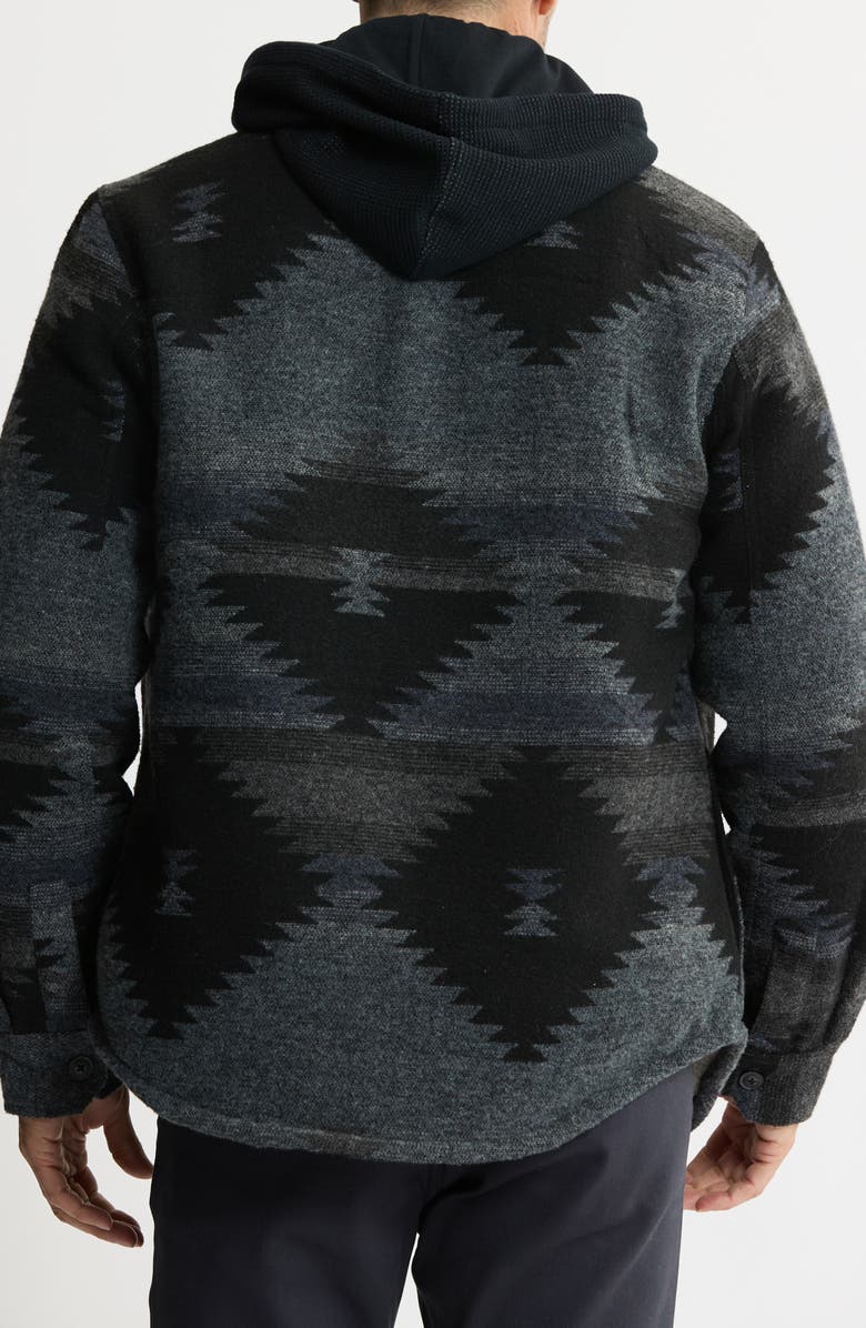 JACHS Geometric Jacquard Faux Shearling Lined Jacket, Alternate, color, Black Azte