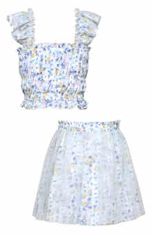 Hannah Banana Kids' Floral Smock Tank Top & Mesh Skirt Set