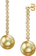 The Pearl Source Golden South Sea Pearl & Diamond Serena Earrings