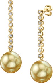 The Pearl Source Golden South Sea Pearl & Diamond Serena Earrings