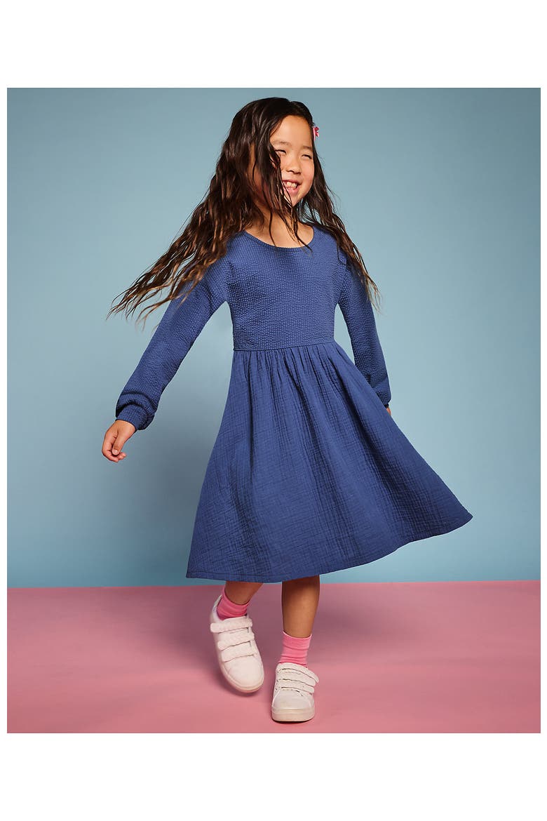 Girls Long Sleeve Ribbed Dress, Main, color, Gray Blue