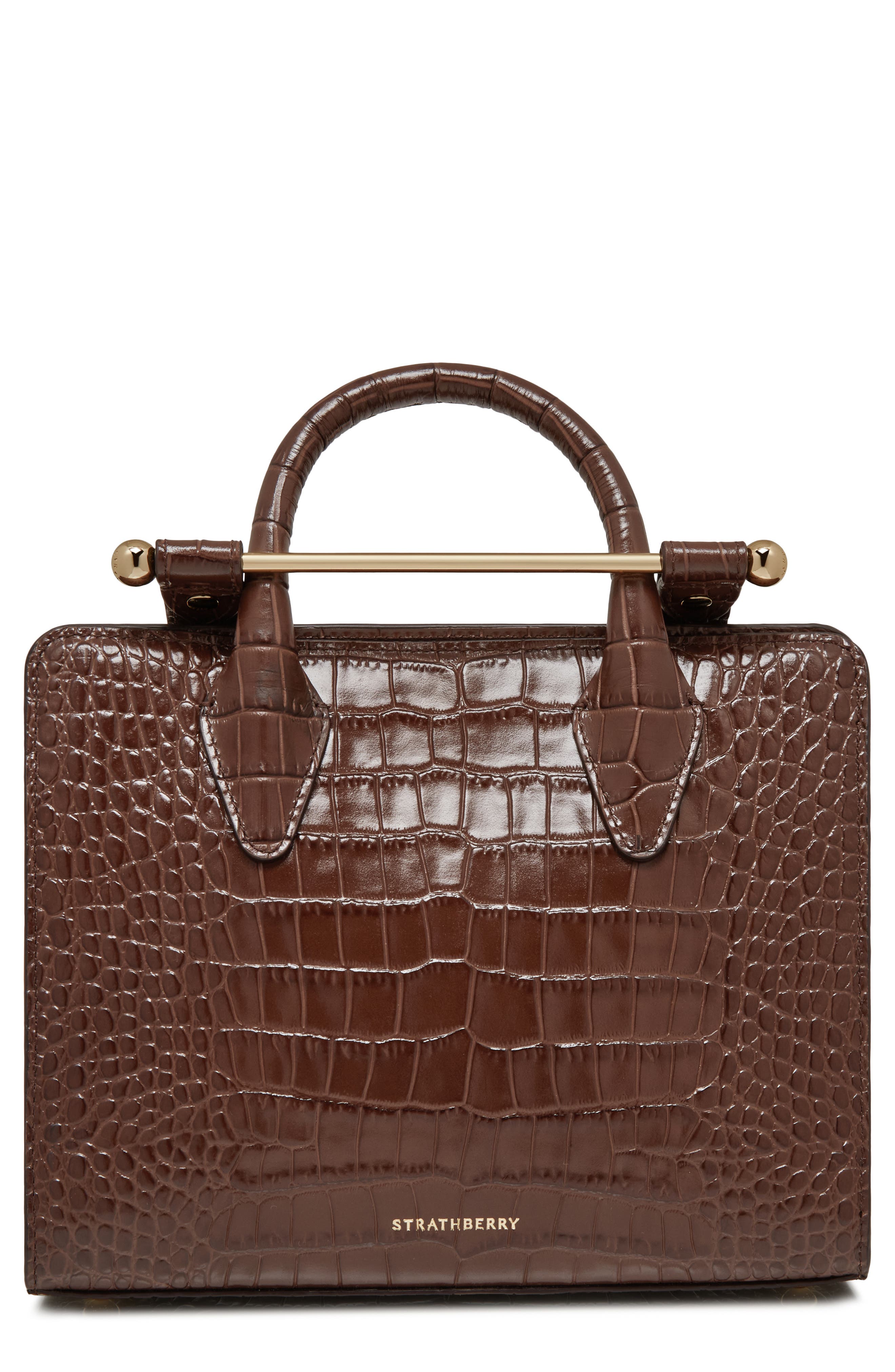 Strathberry Mini Croc Embossed Leather Tote, Main, color, 
