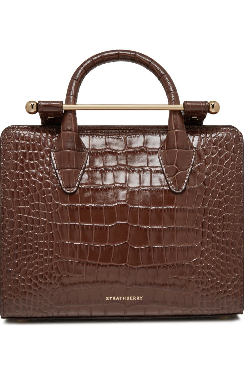 Strathberry Mini Croc Embossed Leather Tote, Main, color,