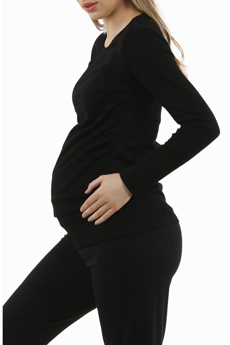 2-Pack Long Sleeve Maternity T-Shirts, Alternate, color, BLACK/ WHITE