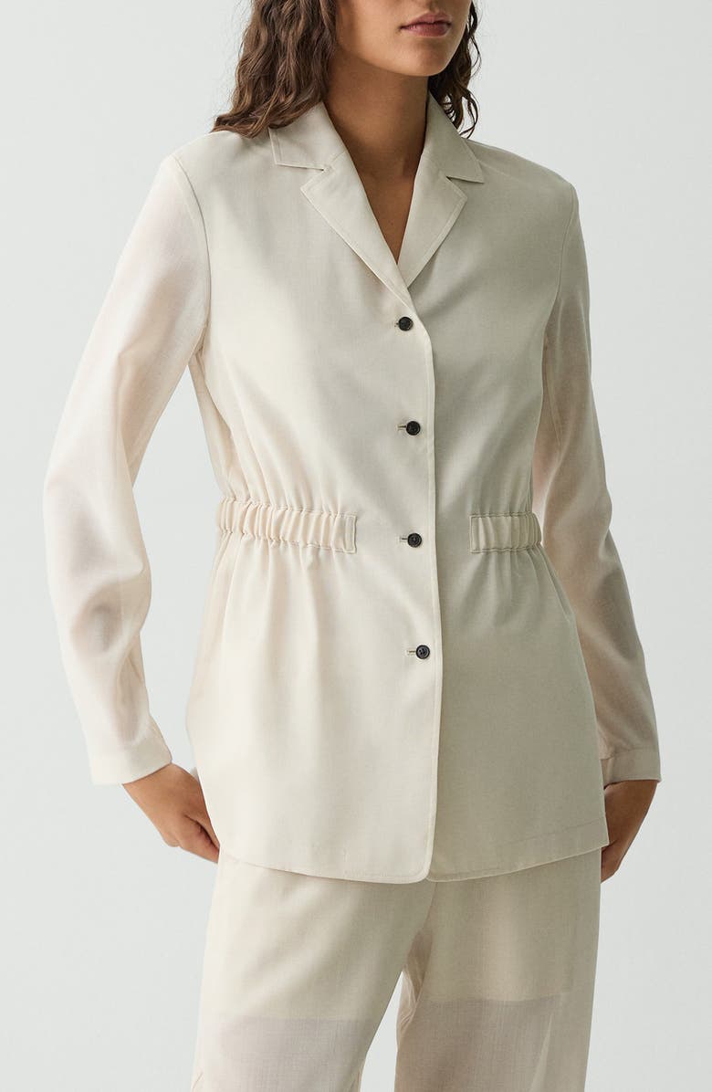 Theory Cinched Waist Wool Blend Jacket, Main, color, Sand