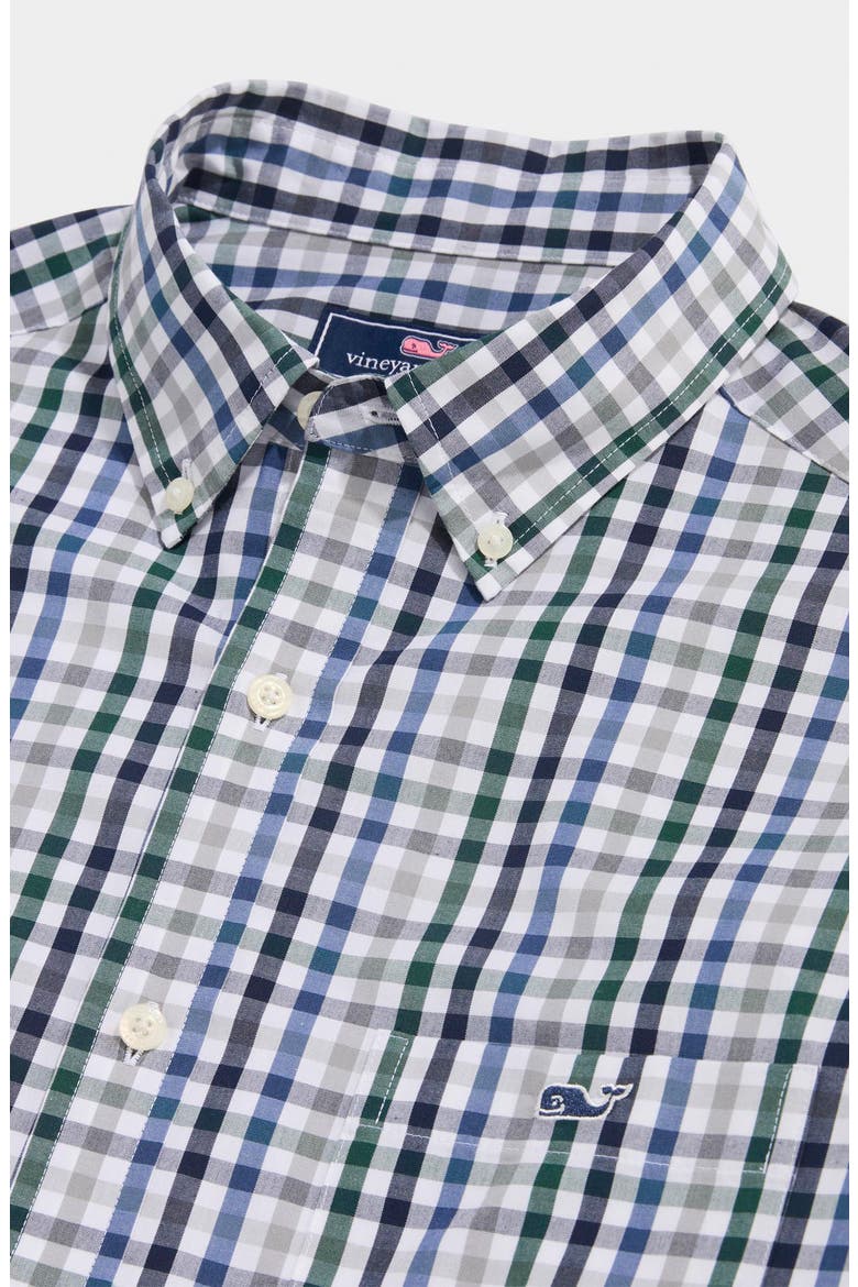 Classic Fit Tattersall Poplin Button-Down Shirt, Alternate, color, CHARLESTON GREEN PLD