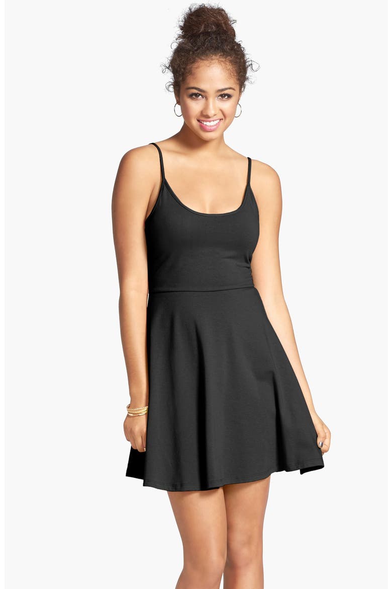 Flip Flop Skater Dress, Alternate, color, BLACK