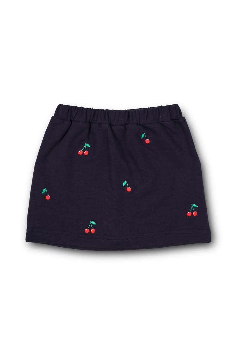 French Terry Skort With Embroidered Cherries, Alternate, color, Navy