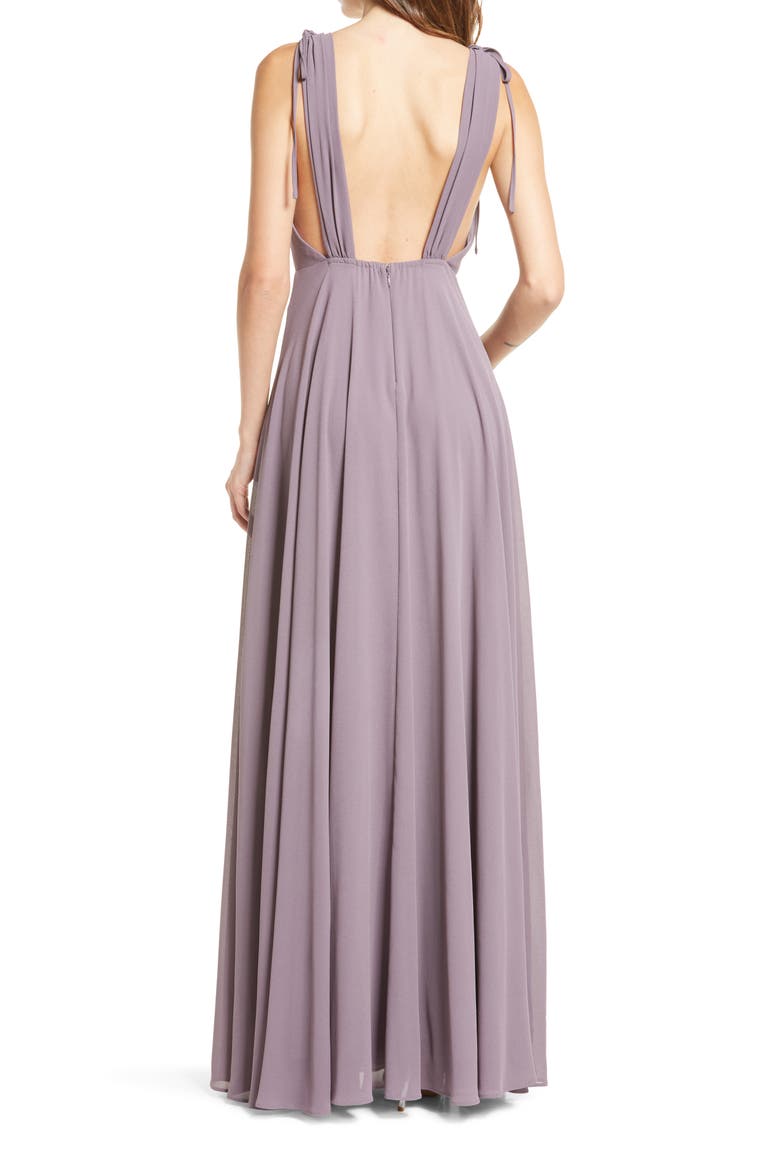V-Neck Chiffon Gown, Alternate, color, DUSTY PURPLE