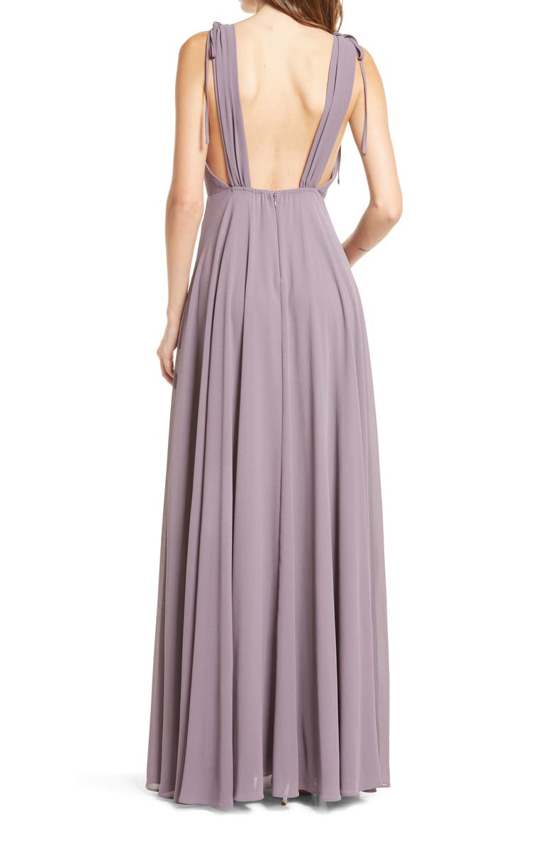 Lulus V-Neck Chiffon Gown, Alternate, color, 