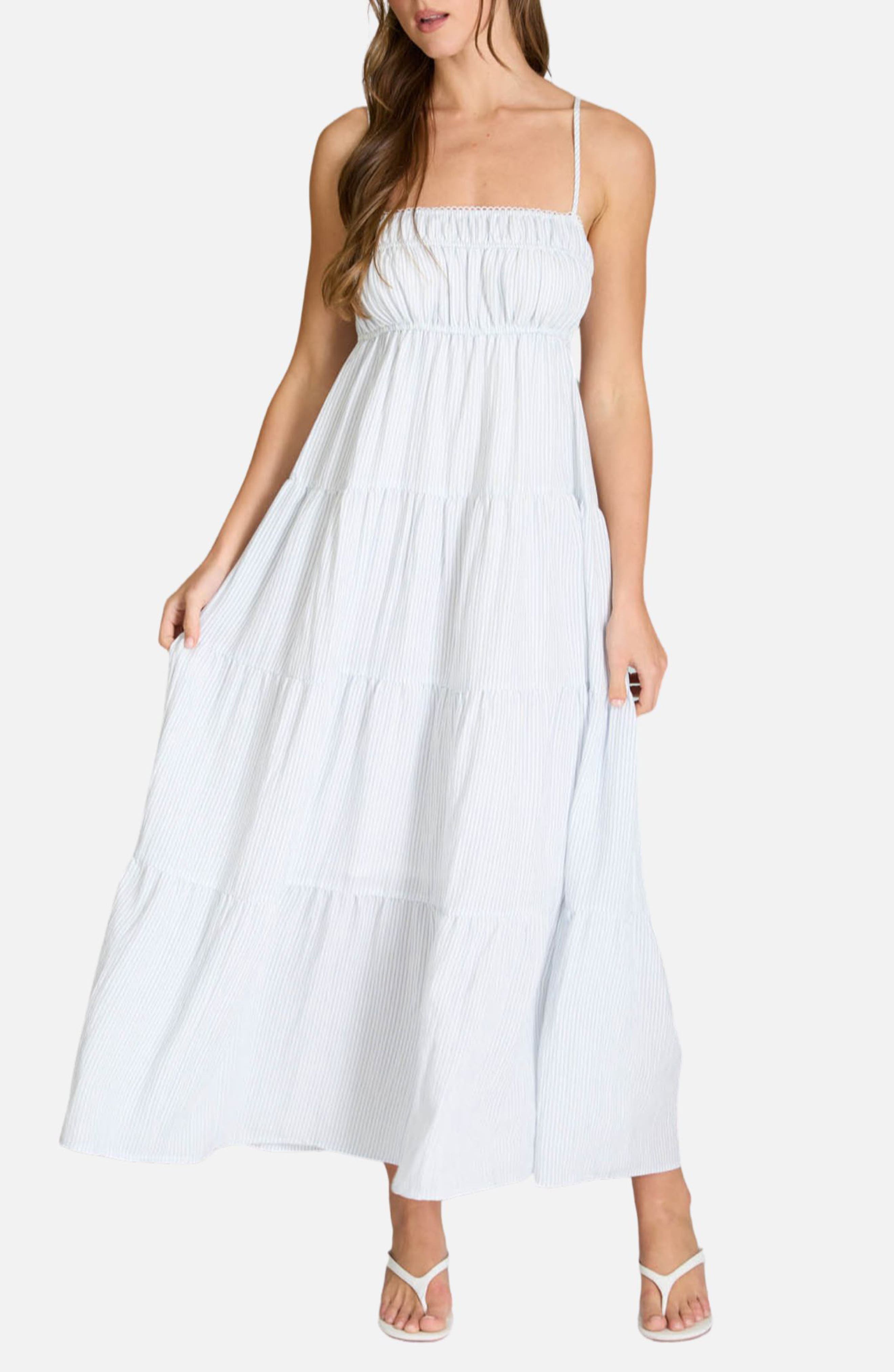 Stripe Tiered Midi Sundress