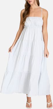 Blu Pepper Stripe Tiered Midi Sundress
