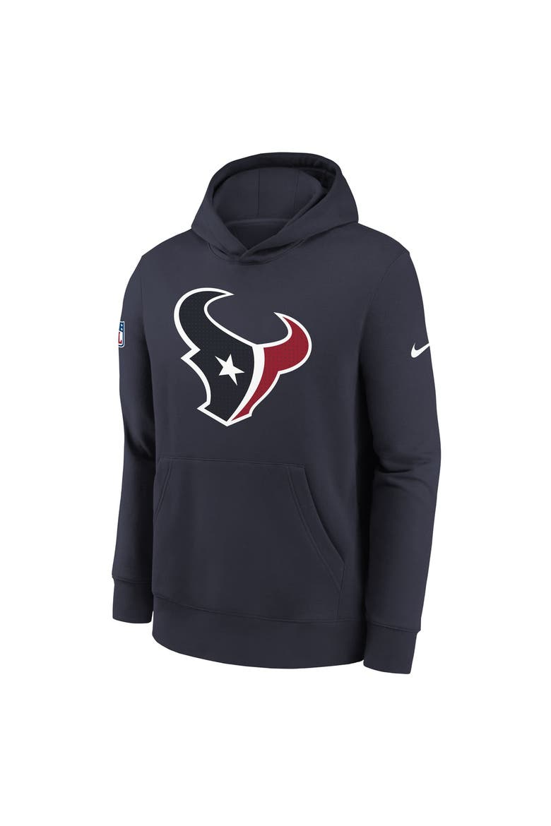 Youth Nike  Navy Houston Texans Sideline Club Fleece Hoodie, Alternate, color, Navy