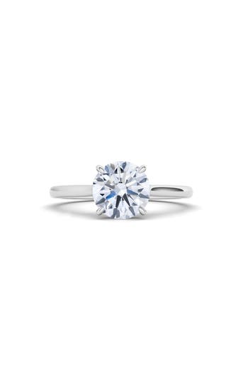 Hautecarat 18k White Gold Round Cut Lab Created Diamond Engagement Ring In 18k White Gold