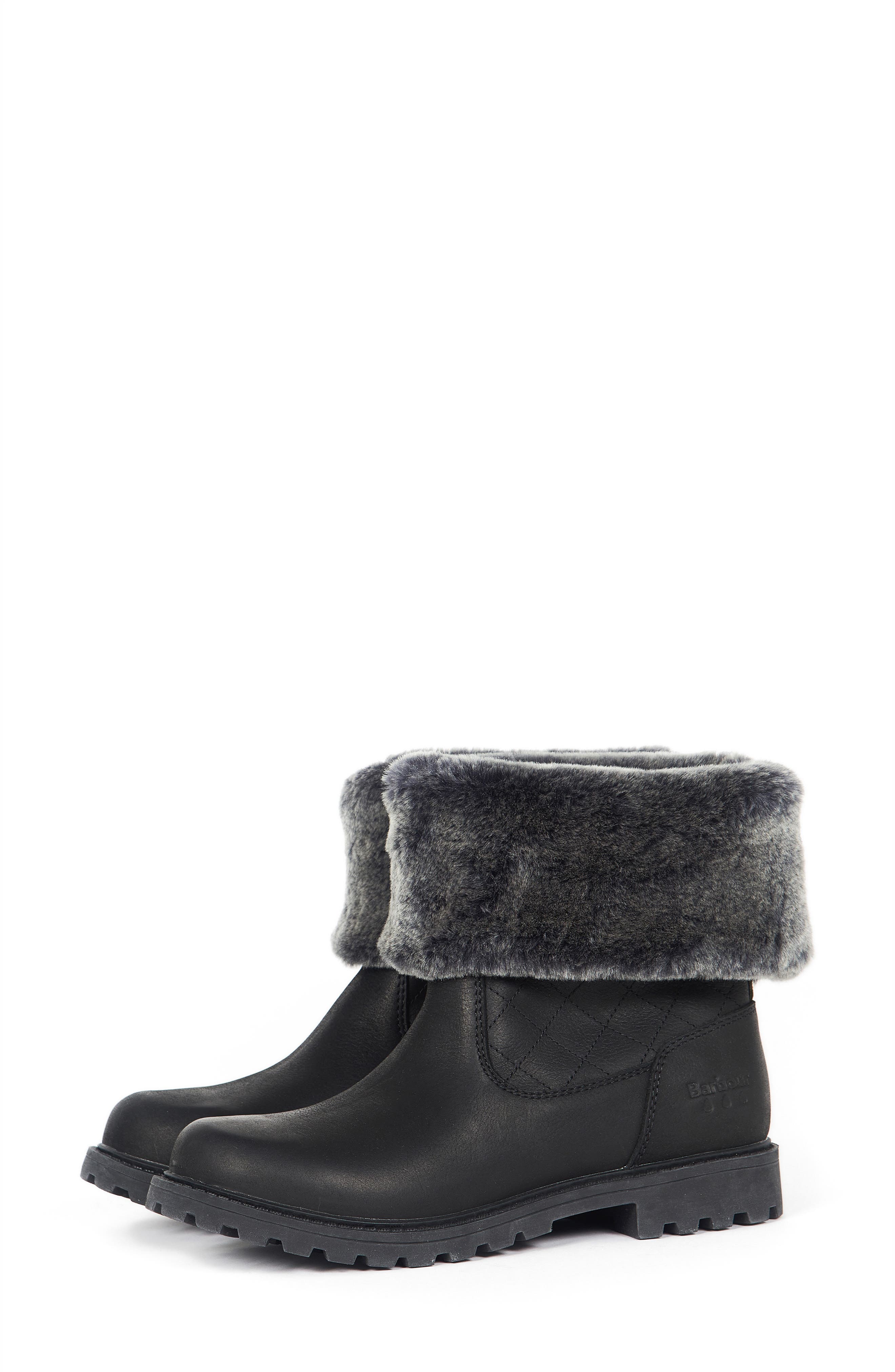 Barbour Hareshaw Waterproof Faux Fur Trim Boot, Main, color, 