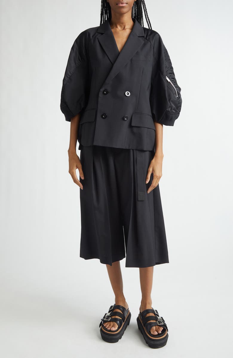 Sacai Suiting x Nylon Twill Jacket, Alternate, color, Black