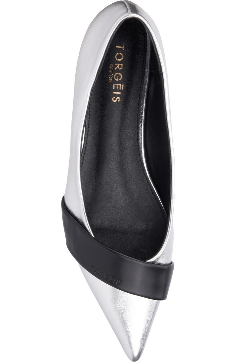 TORGEIS Harriet Pointed Toe Flat, Alternate, color, Silver/ Black