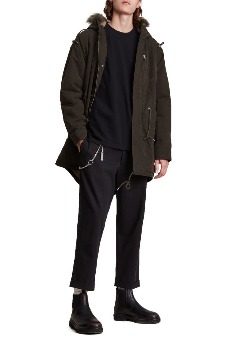 Coln Fleece Lined Waxed Parka with Faux Fur Trim, Alternate, color, DULL KHAKI