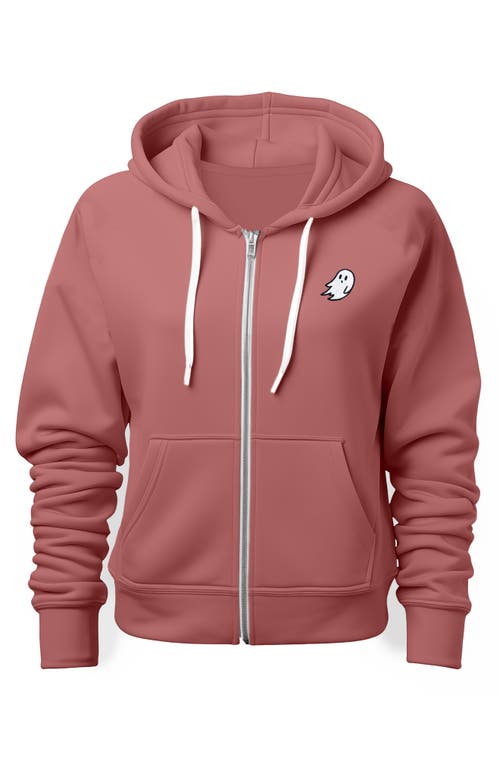 Dalix Ghost Zip Hoodie In Mauve