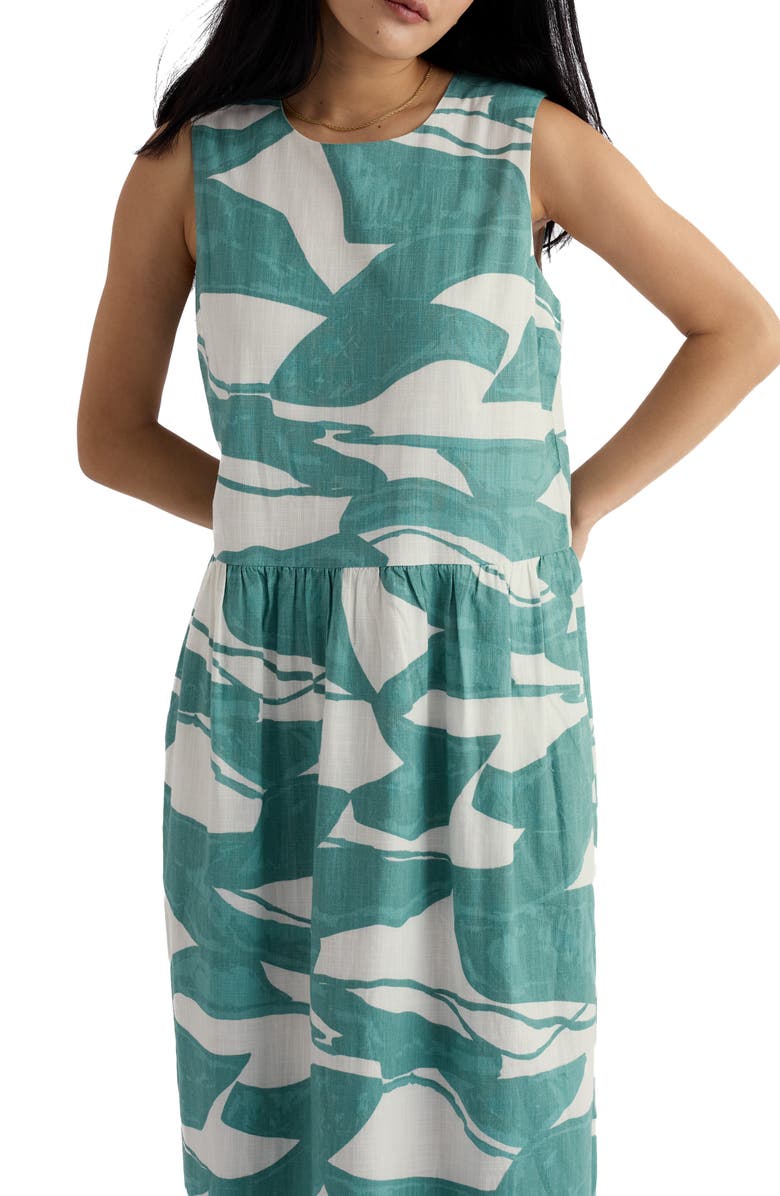 Seasalt Cornwall Brouse Abstract Print Sleeveless Organic Cotton Midi Dress, Alternate, color, Abstract Dunes Chalk