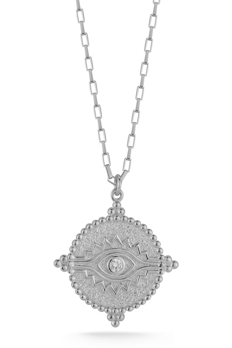 Evil Eye Cubic Zirconia Pendant Necklace, Main, color, SILVER