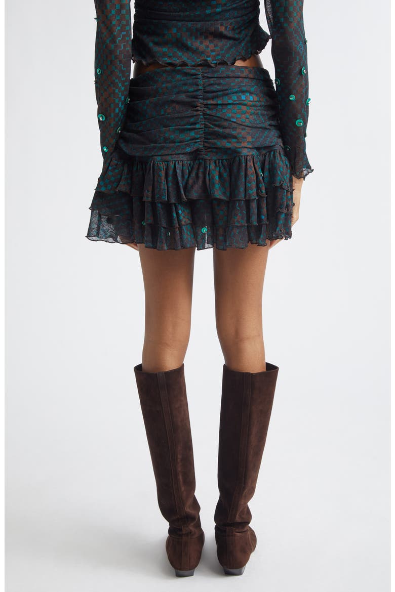 Kaia Check Tiered Chiffon Miniskirt, Alternate, color, BLUE MULTI