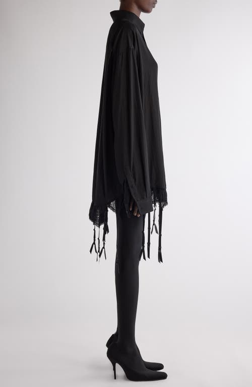 Shop Balenciaga Lingerie Lace Trim Poplin Button-down Shirt