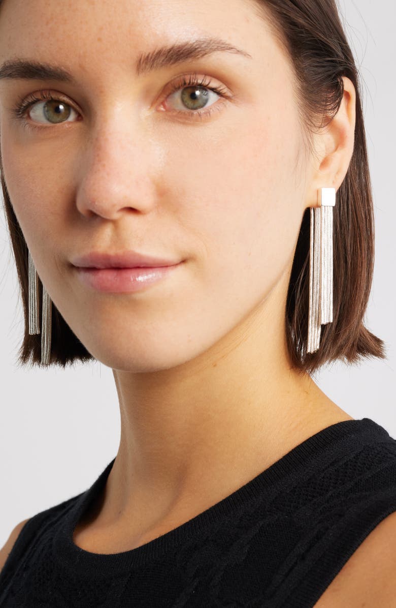 Nordstrom Chain Fringe Front/Back Earrings, Alternate, color, 