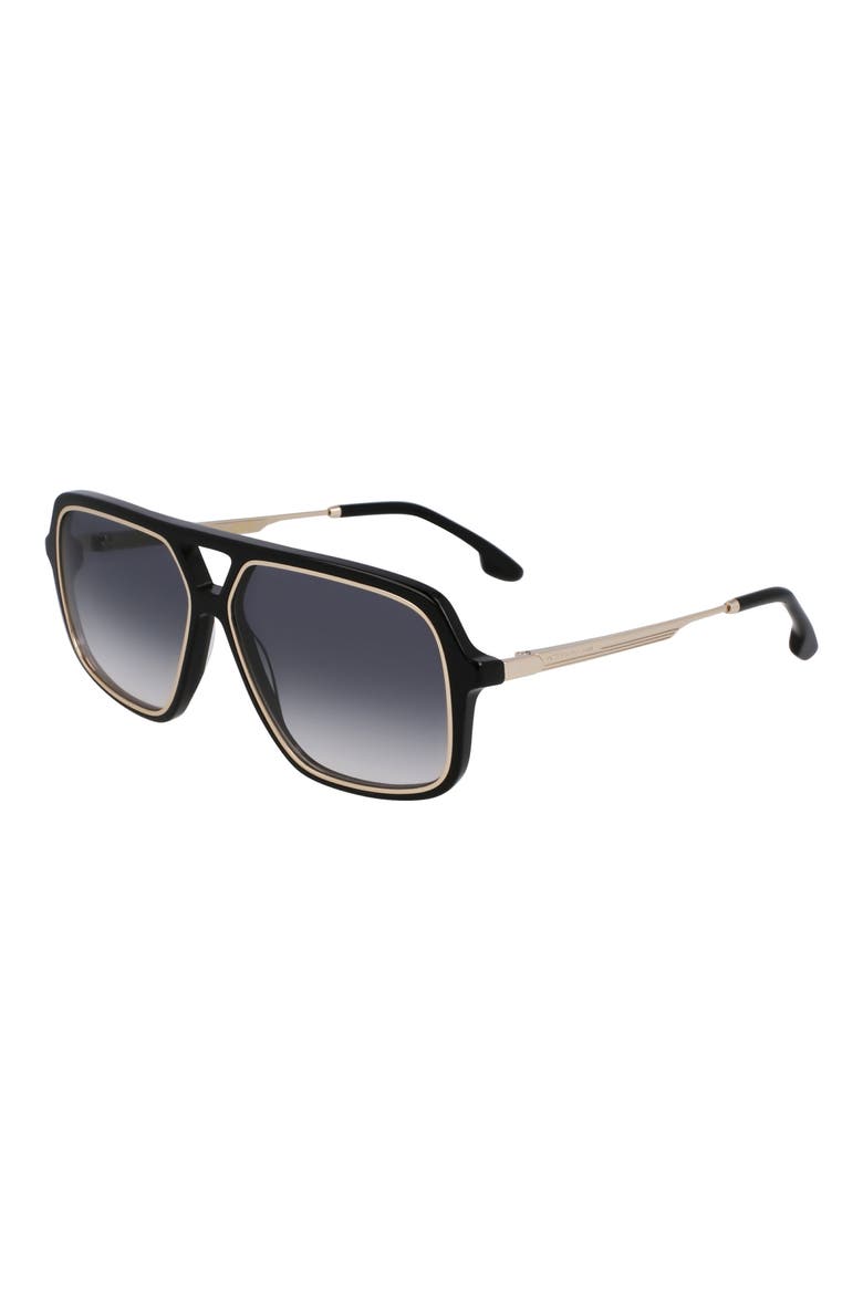 V Line 58mm Navigator Sunglasses, Alternate, color, BLACK