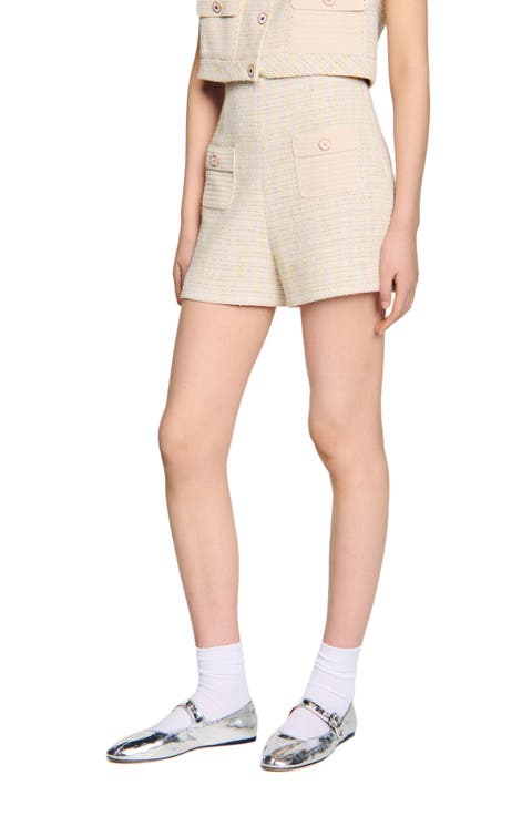 Decorative tweed shorts