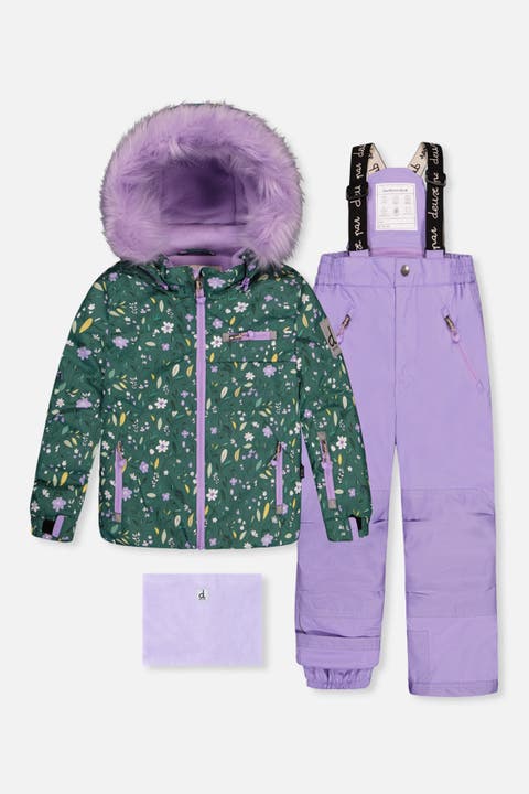Mini Flower Play Jacket & Reinforced Pants Two Piece Snowsuit