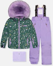 Deux par Deux Mini Flower Play Jacket & Reinforced Pants Two Piece Snowsuit