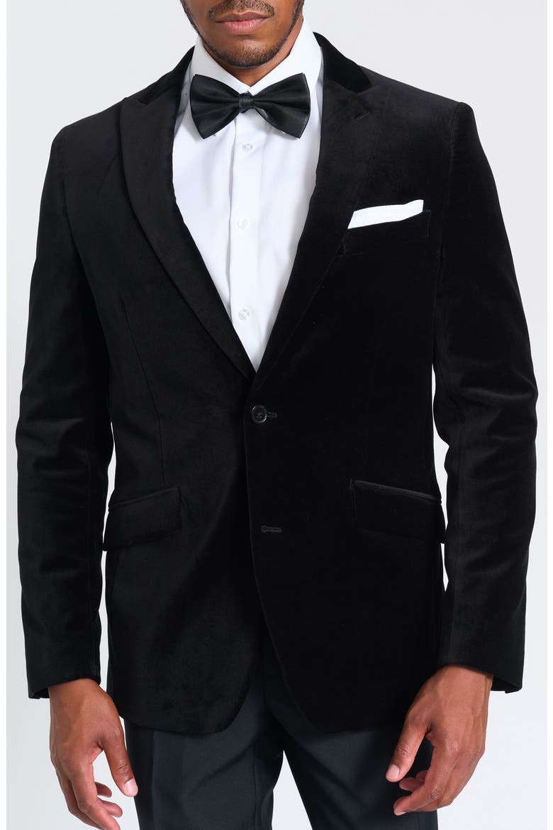 Velvet Blazer, Main, color, BLACK