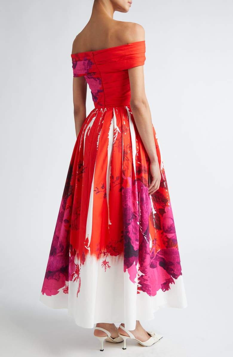 Erdem Rose Poppy Print Off the Shoulder Midi Cocktail Dress, Alternate, color, 